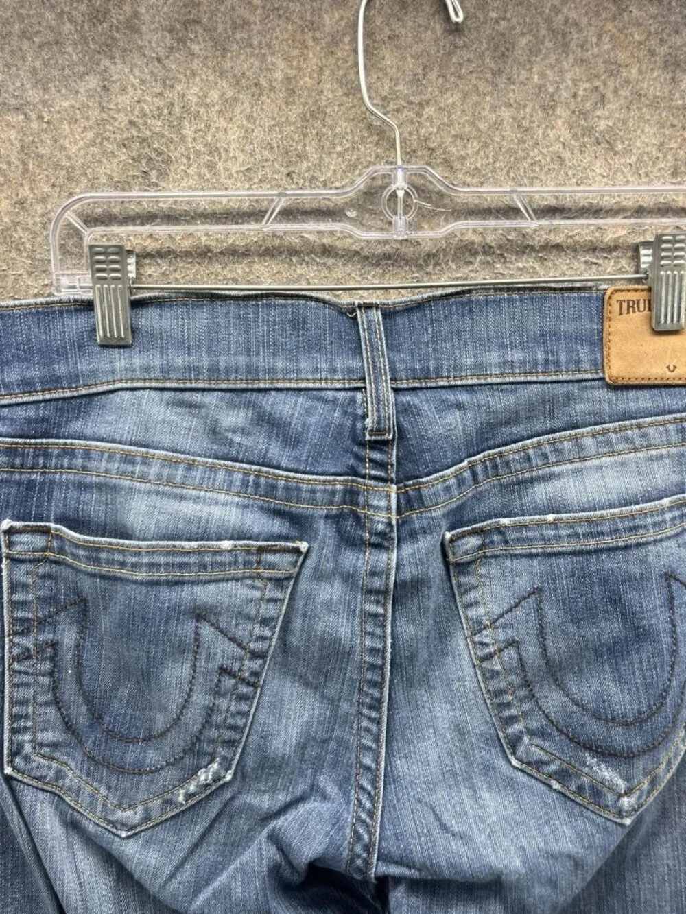 True Religion Geno Relaxed Slim Jeans Mens 32 Blue Stretch Denim Distressed